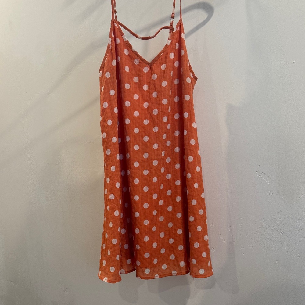 Sage Orange Polka Dot Mini Dress